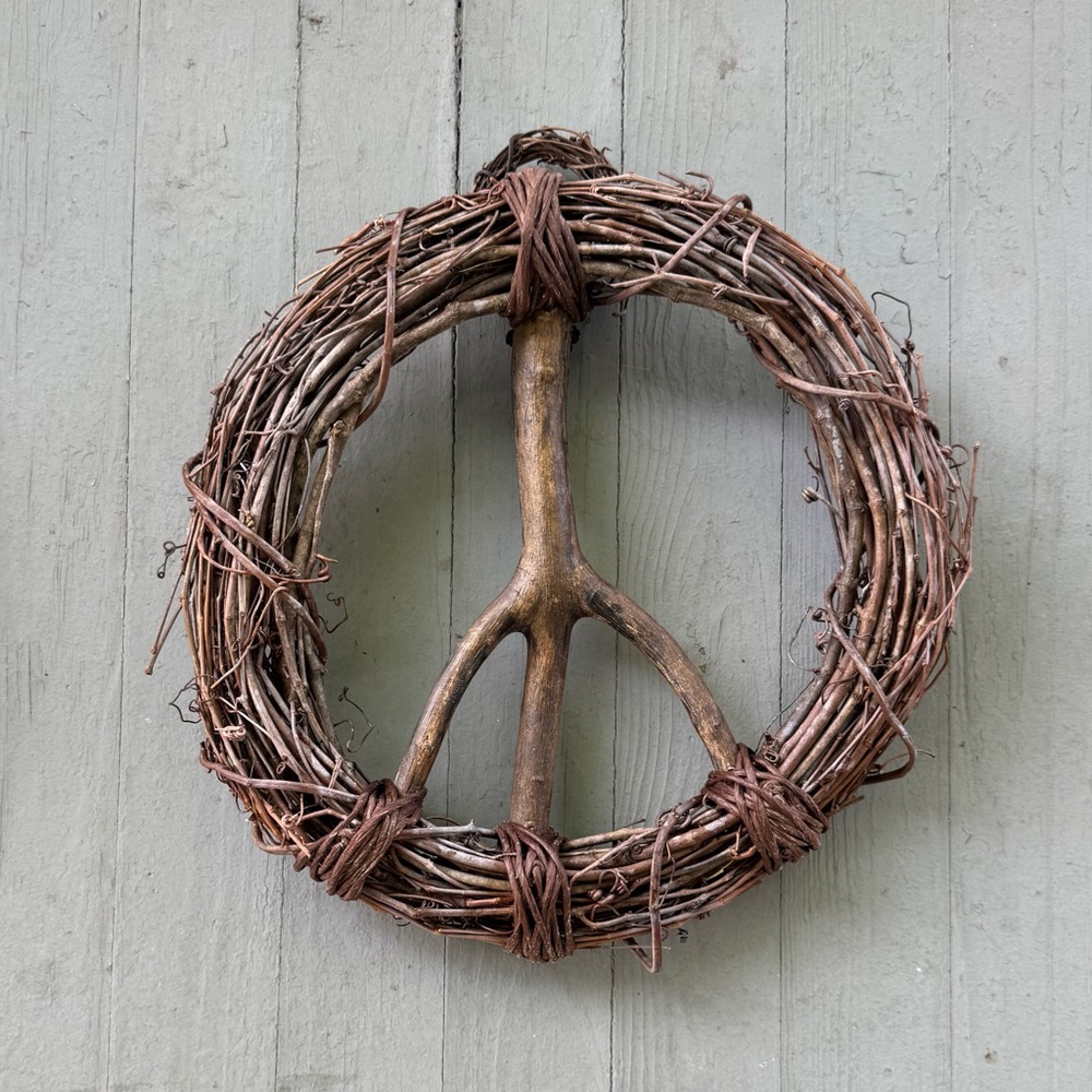 Rustic Brown Peace Sign Wreath